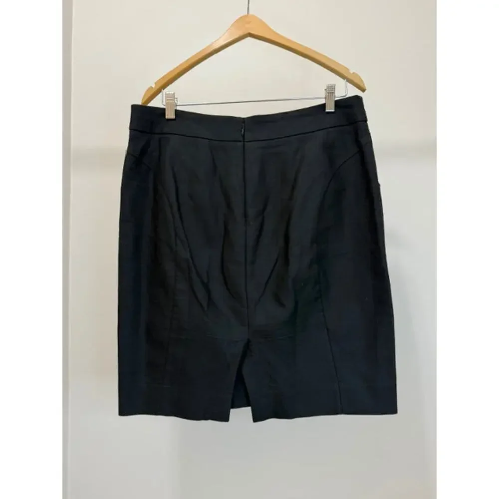 J.Crew “The Pencil Skirt” Black 100% Cotton Sz12